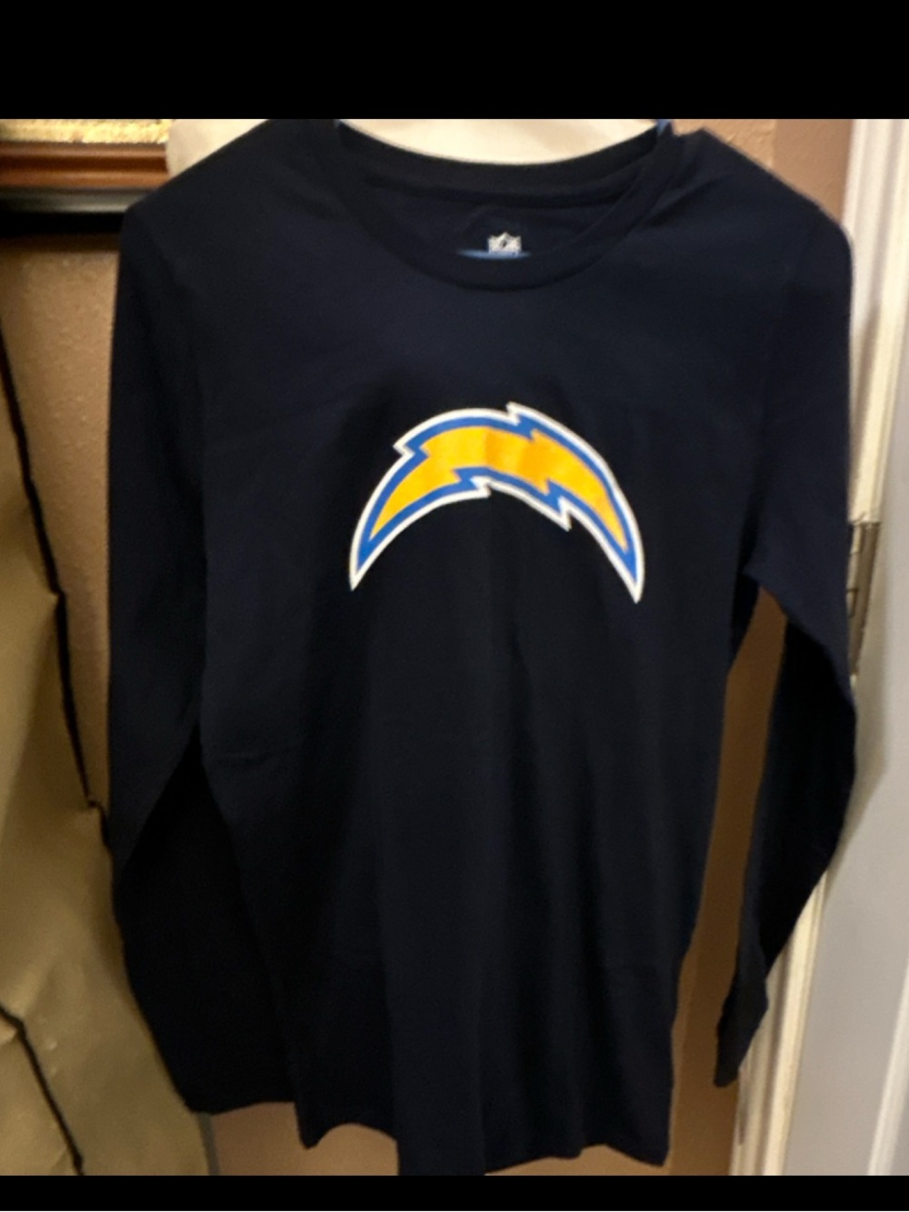 NFL Navy Long-Sleeve Chargers Logo Tee with Yellow Accent